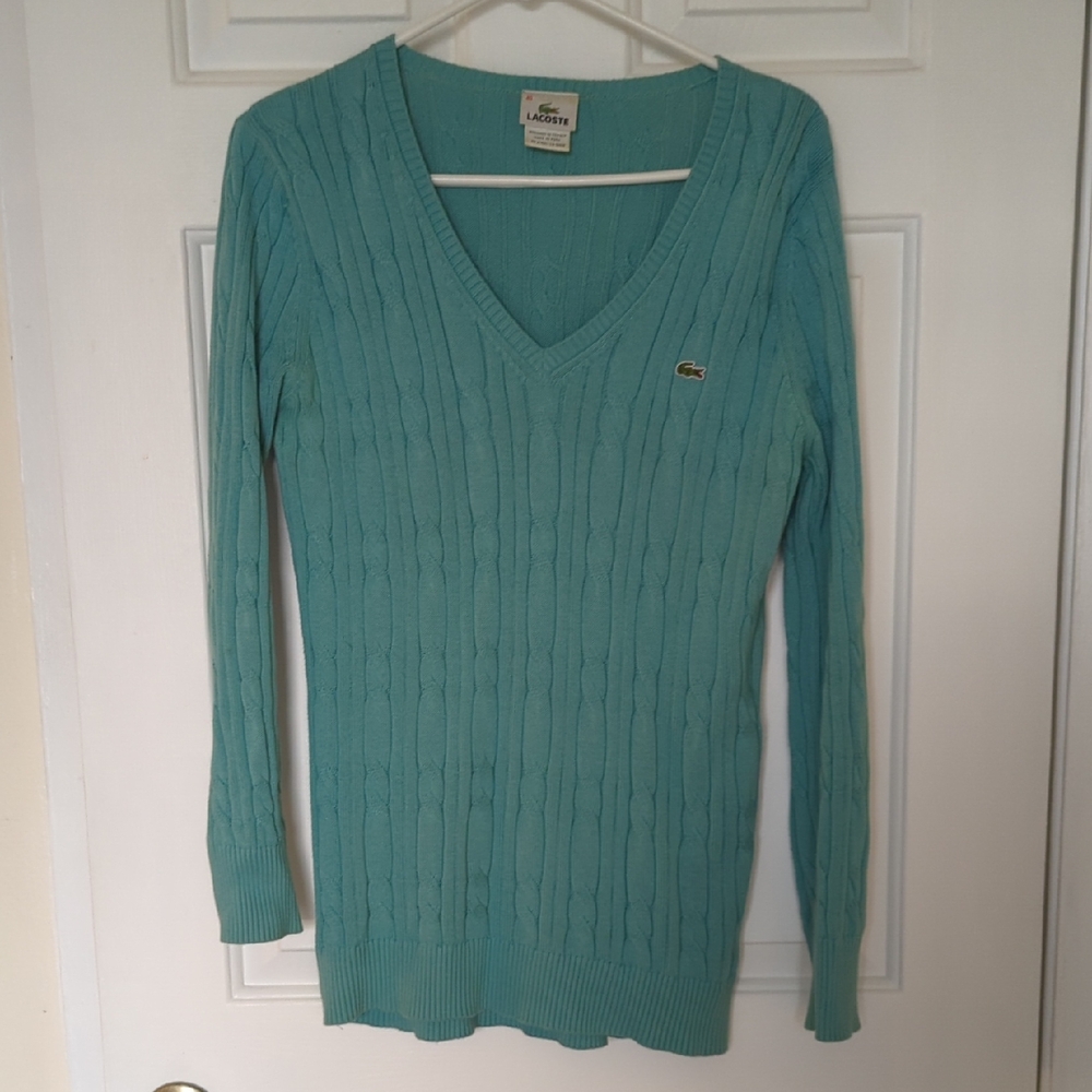 Lacoste Women's V-Neck Sweater - Aqua